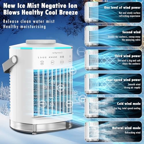 Small Portable Air Conditioner - 700ML 120° Oscillating Type-C