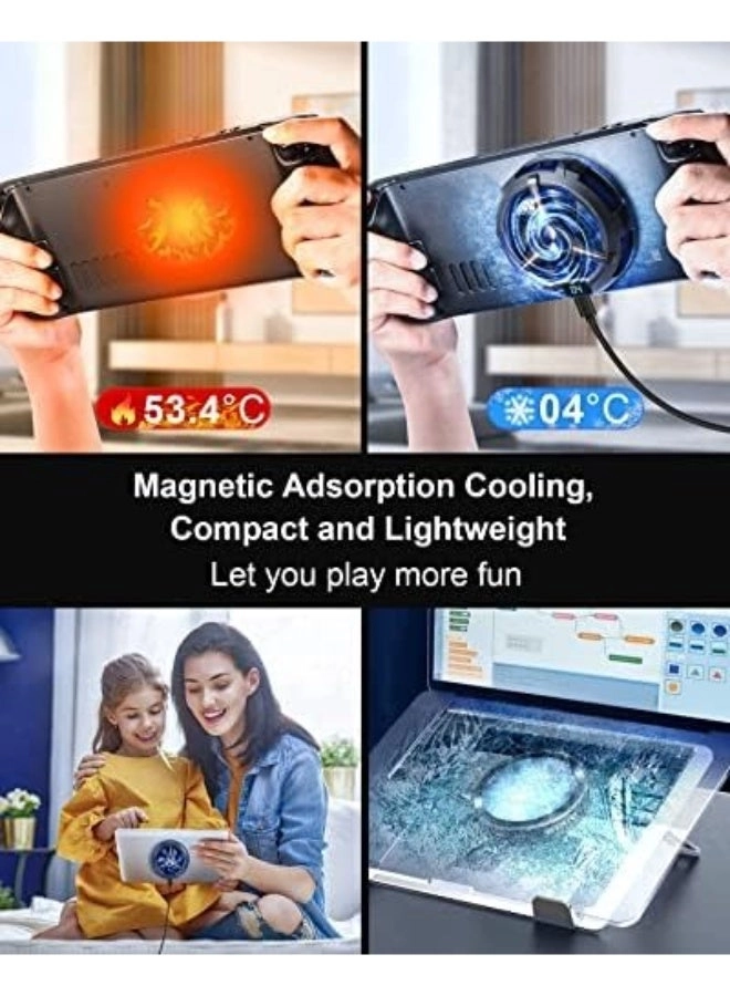 Steam Deck Fan Cooler - 7 Inch Fan LED Temp Display Dual-Speed