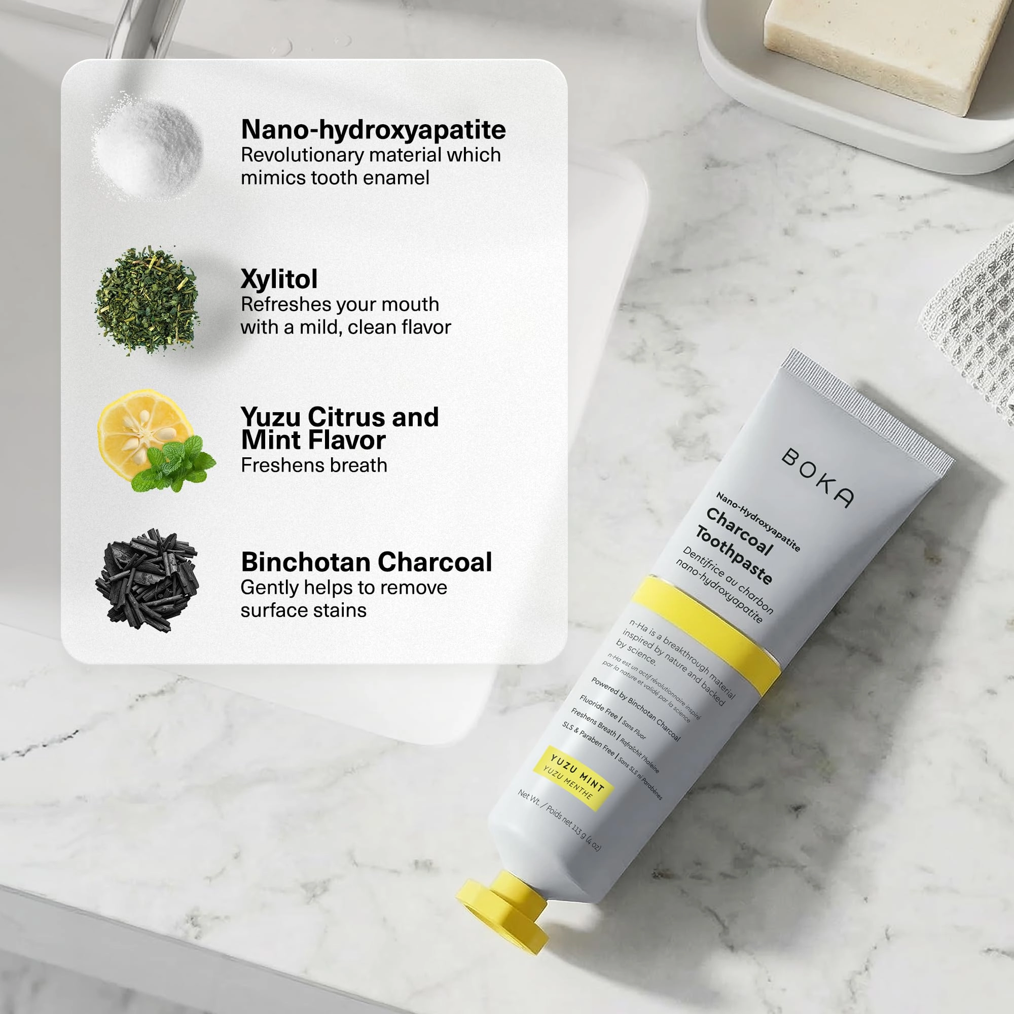 Nano Hydroxyapatite Charcoal Yuzu Mint Toothpaste Adult 118.29 ml