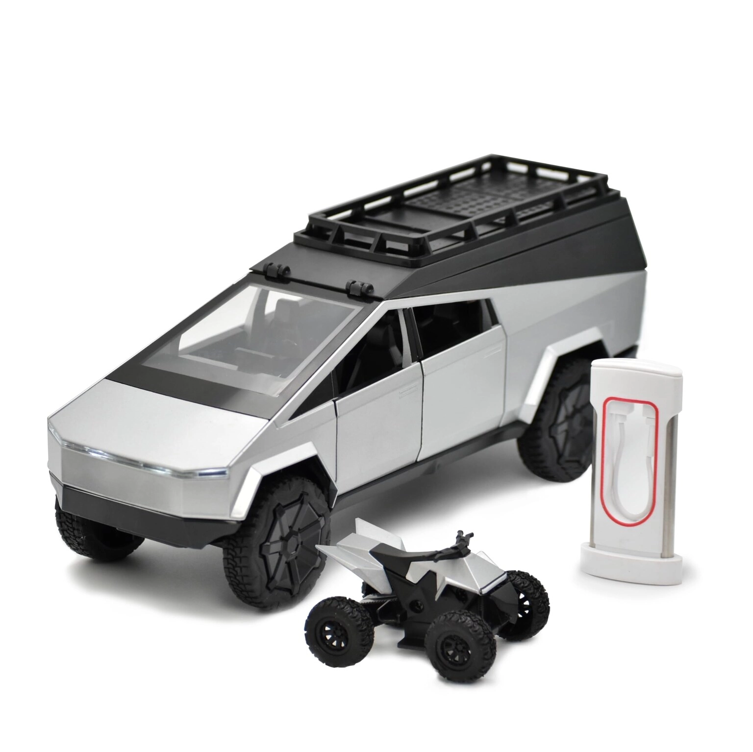 KASAMOTO CyberTruck - 1:24 3 pcs + CyberQuad ATV + Charging Station