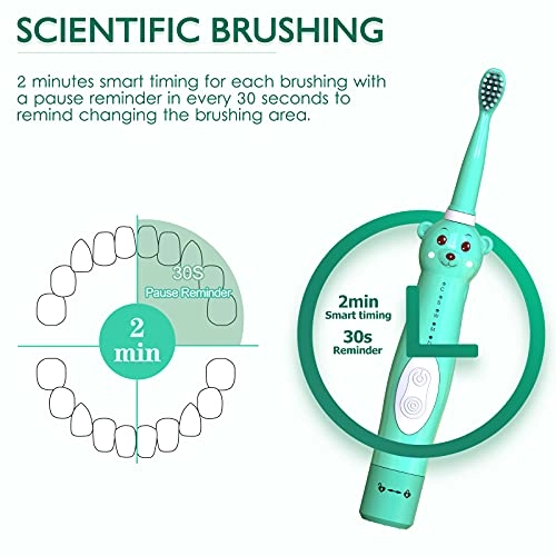 Kids Sonic Electric Toothbrush - Rechargeable 6 Brush Heads 2 Min Timer