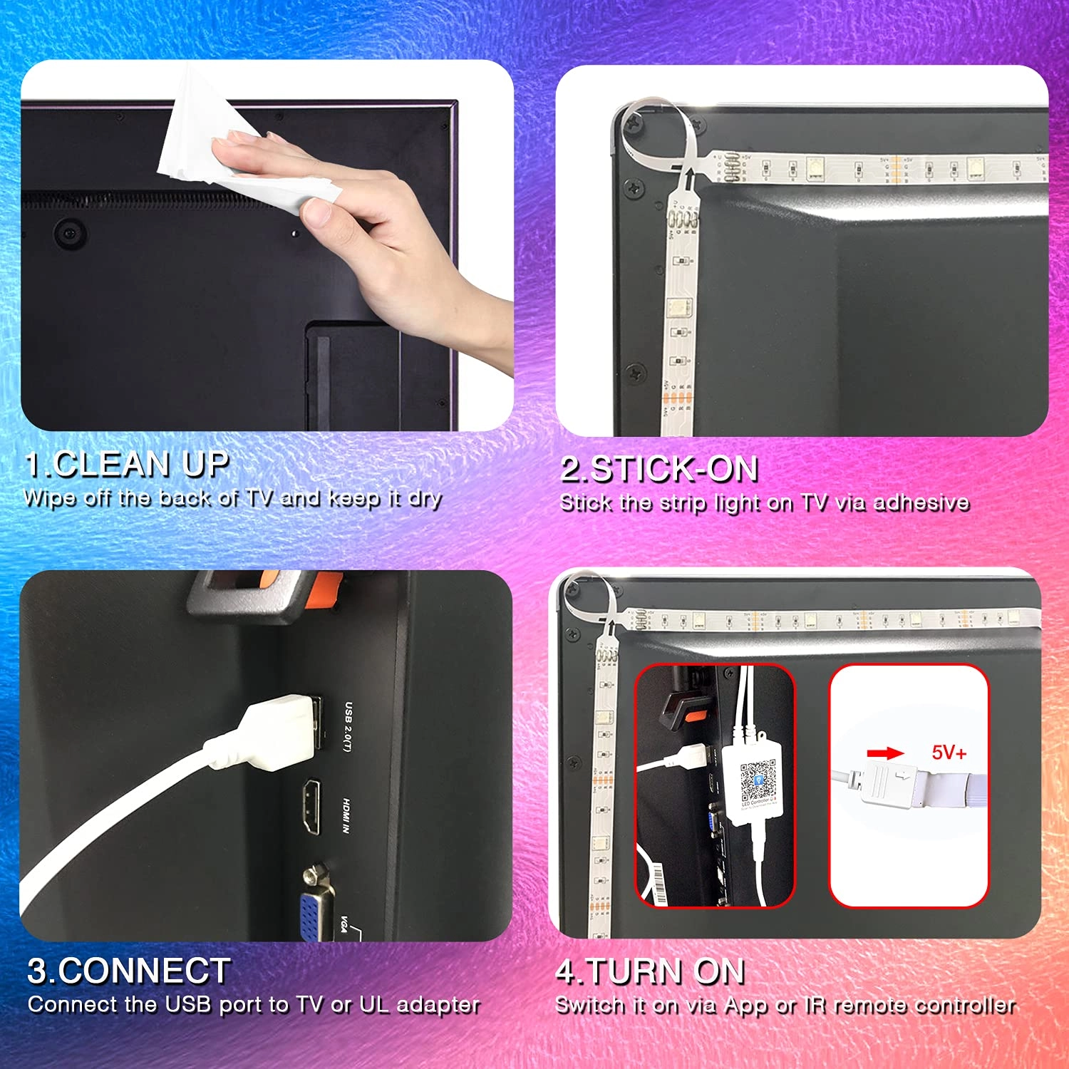 LED Lights for TV - 15ft