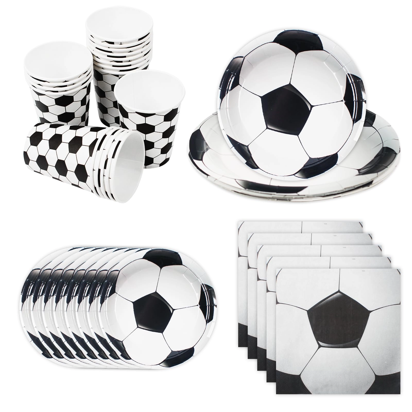 JINGLIMEI Football Birthday Party Tableware Set - 60 PCS Birthday