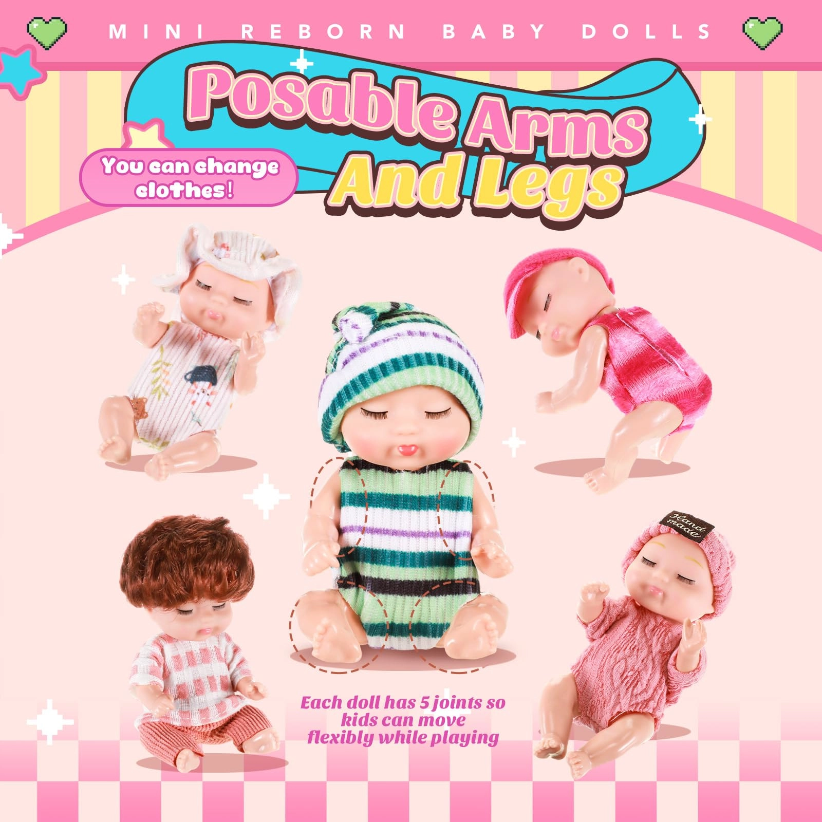 Reborn Baby Doll - 4 Inch 6 Pcs Set