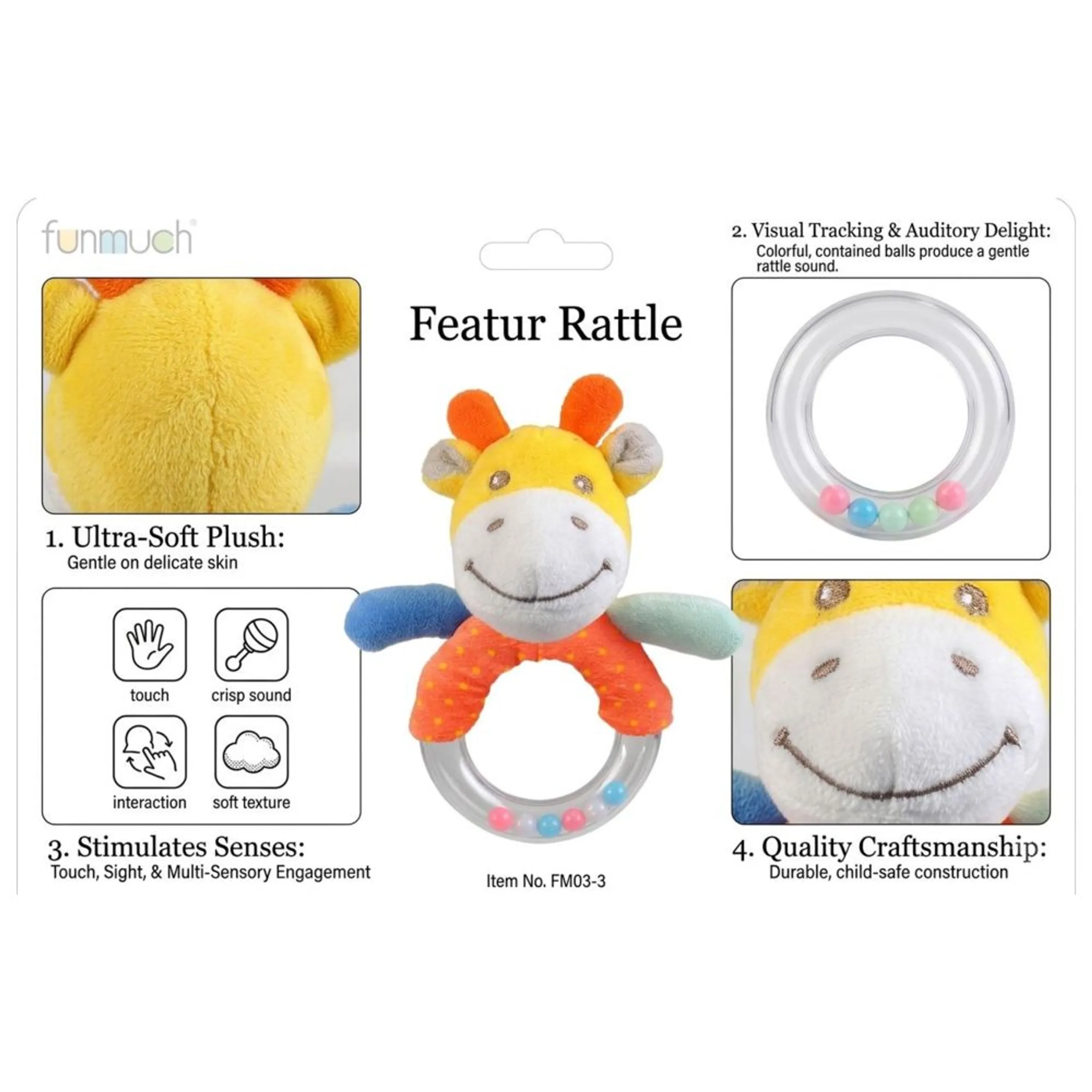 Giraffe Soothe Rattle Toy - Suitable for 0 month & above 100% durable polyester
