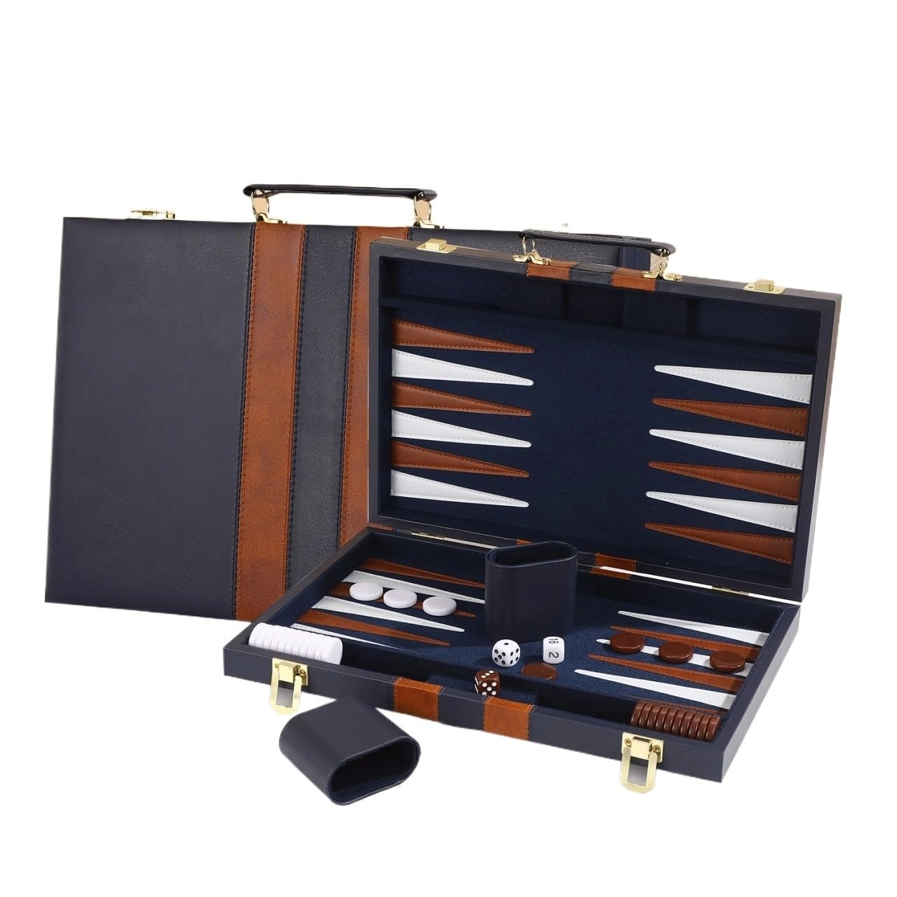 Arunasp Backgammon Set - Blue 15inch PU Leather