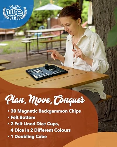 Backgammon Board - Magnetic Map Style + Carrying Strap