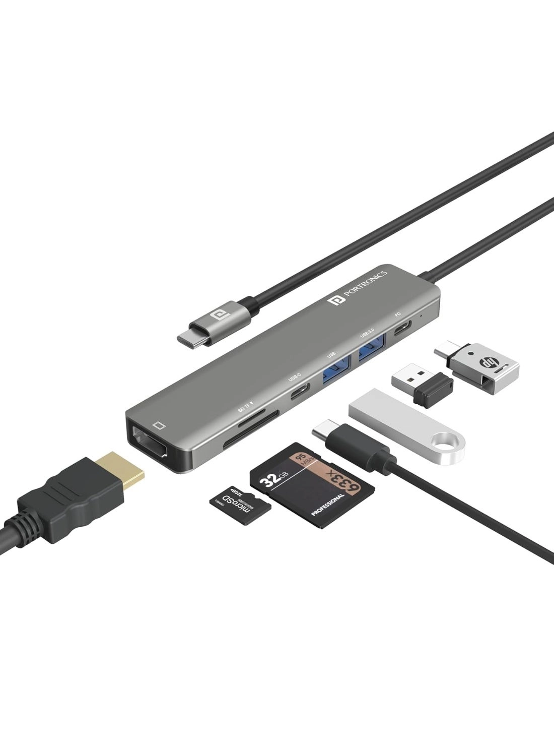 Portronics Mport 8 - 4K 30Hz HDMI 100 Mbps Ethernet USB 3.0