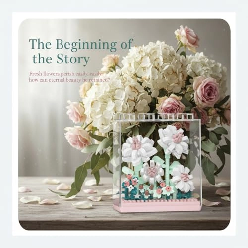 Gardenia Flower Bouquet Building Set - Acrylic Dust Cover Modular
