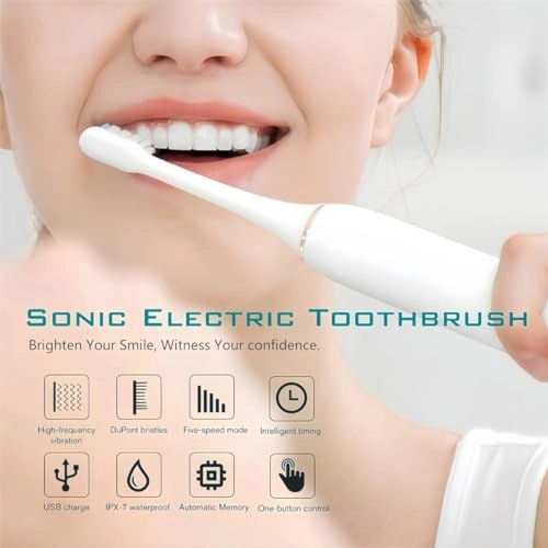 Sonic Electric Toothbrush - 42,000 VPM 4 Brush Heads 2 Pack