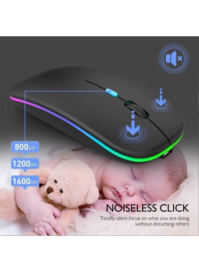 LED Slim Rechargeable Silent Mouse - Wireless
