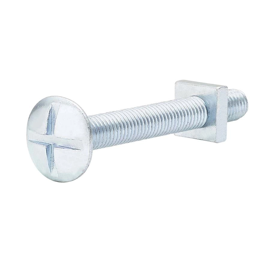 Zinc-Plated Carbon Steel Roofing Square Nut & Bolt Pack 10mm 80mm