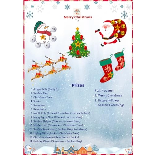 Christmas Theme Tambola Housie Tickets - English 24 Count