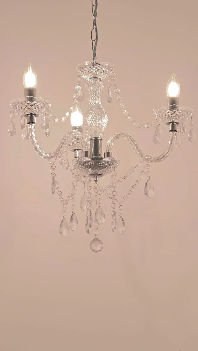3 Light Chandelier - Chrome Clear Plastic