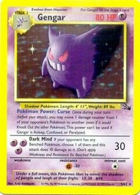 Pokemon USA, Inc. Pokemon Gengar 5 - Fossil Holo