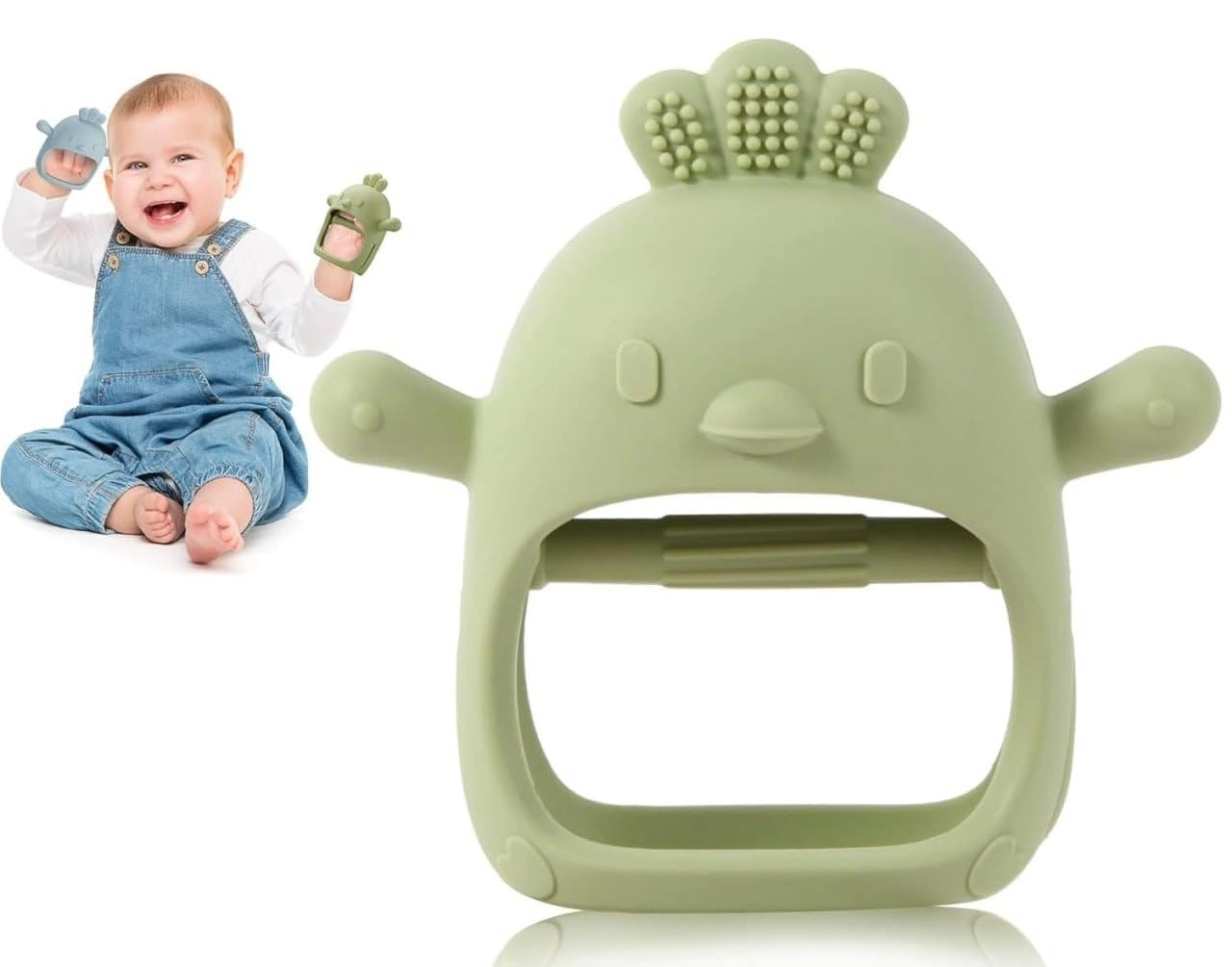 2 in 1 Teether - Beech Wood, Silicone
