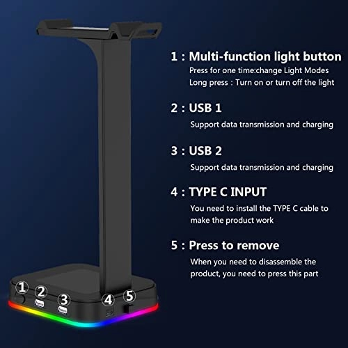 Headset Holder - RGB Dual USB