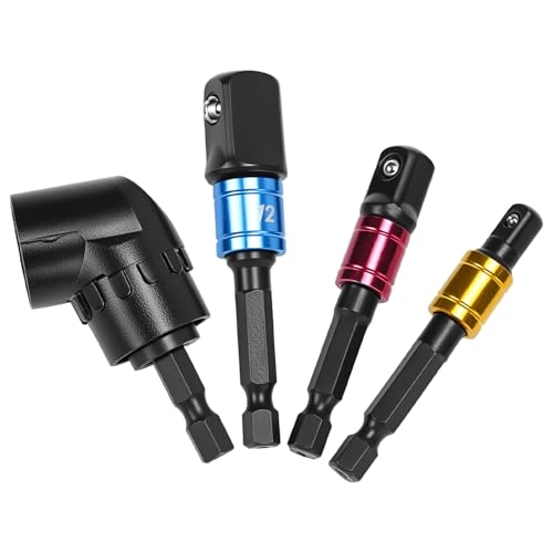 105° Angle Screwdriver Attachment Adapter - Hex Drill Shank 1/4" 3/8" 1/2" Black