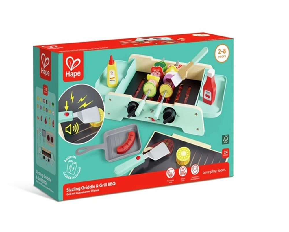 Wooden Sizzling Griddle & Grill BBQ Set - 24pcs (531-E3214)