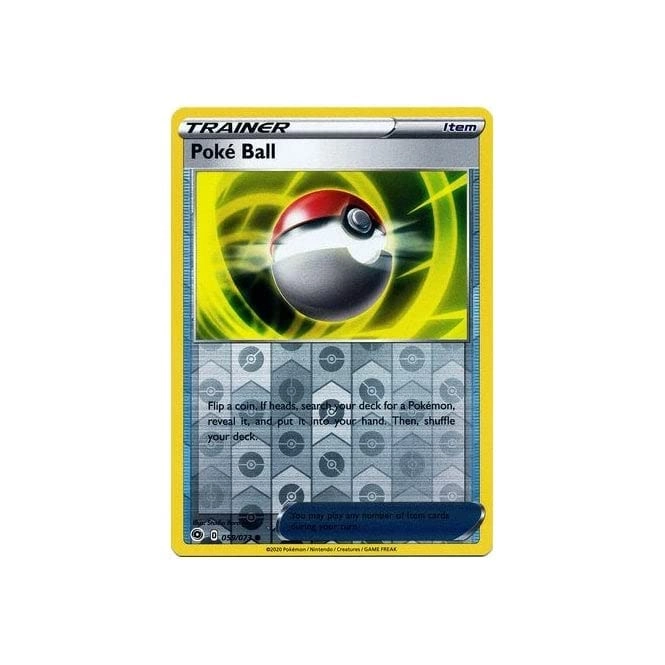 Pokémon Poké Ball 059/073 - 1pcs Common Reverse Holo Champions Path + Toploader
