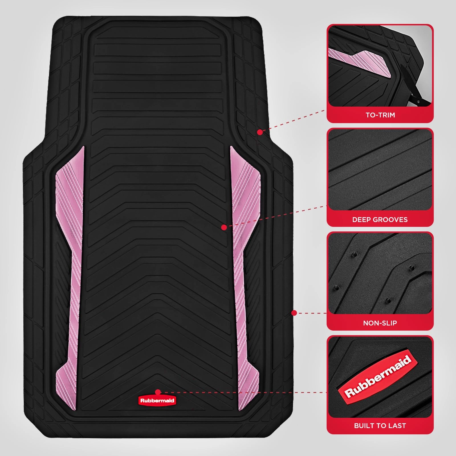Car Floor Mat - Pink & Silver Universal Fit All-Weather