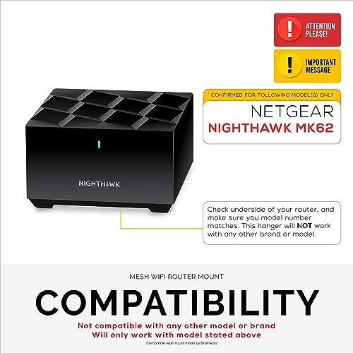 Screwless Wall Mount - compatible with NETGEAR Nighthawk Whole Home Mesh WiFi 6 System (MK62) - AX1800 model only