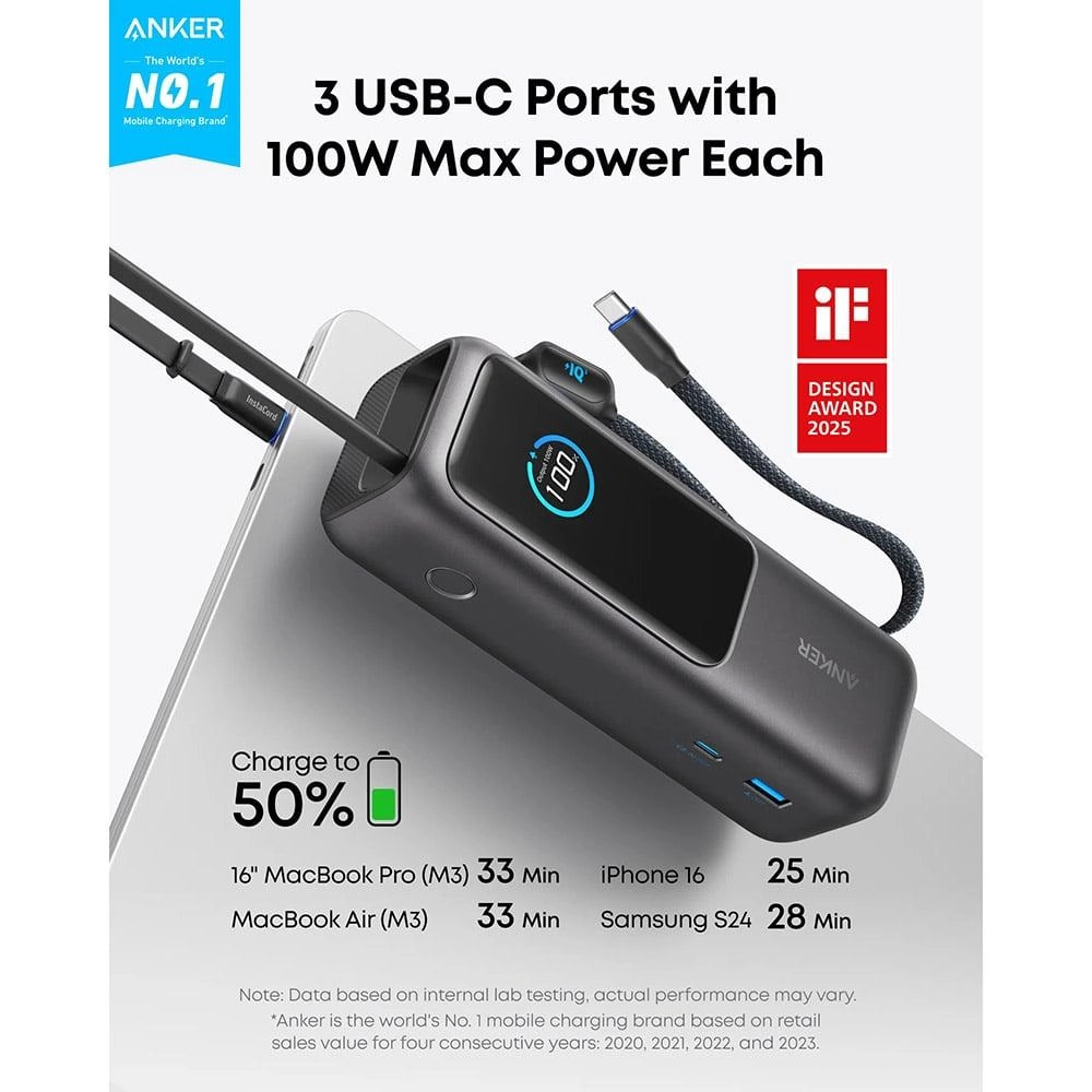 Power Bank - 25000mAh 165W 2 USB-C