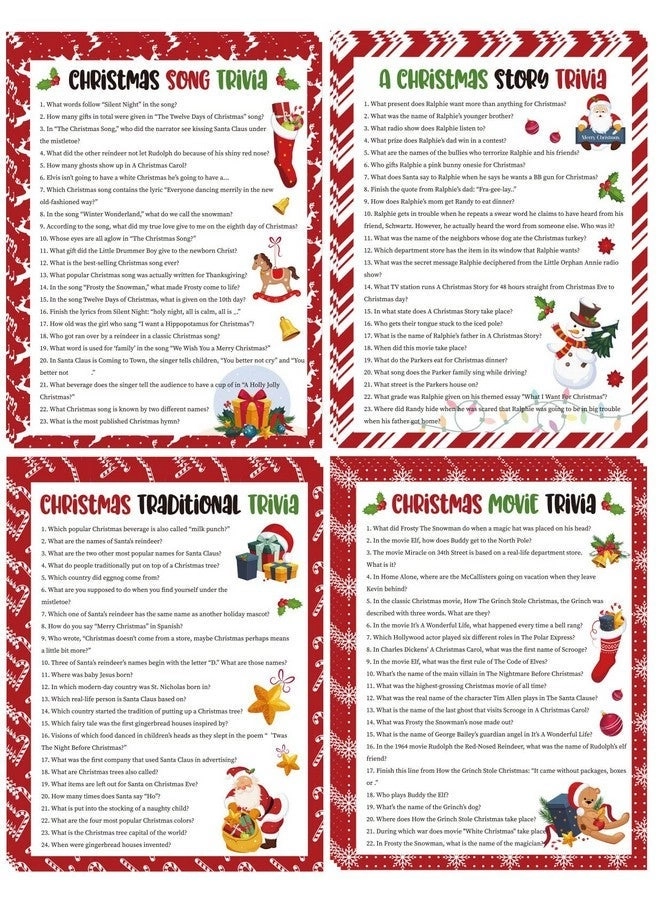 Christmas Trivia Game Cards - 5 years and up 84Pcs