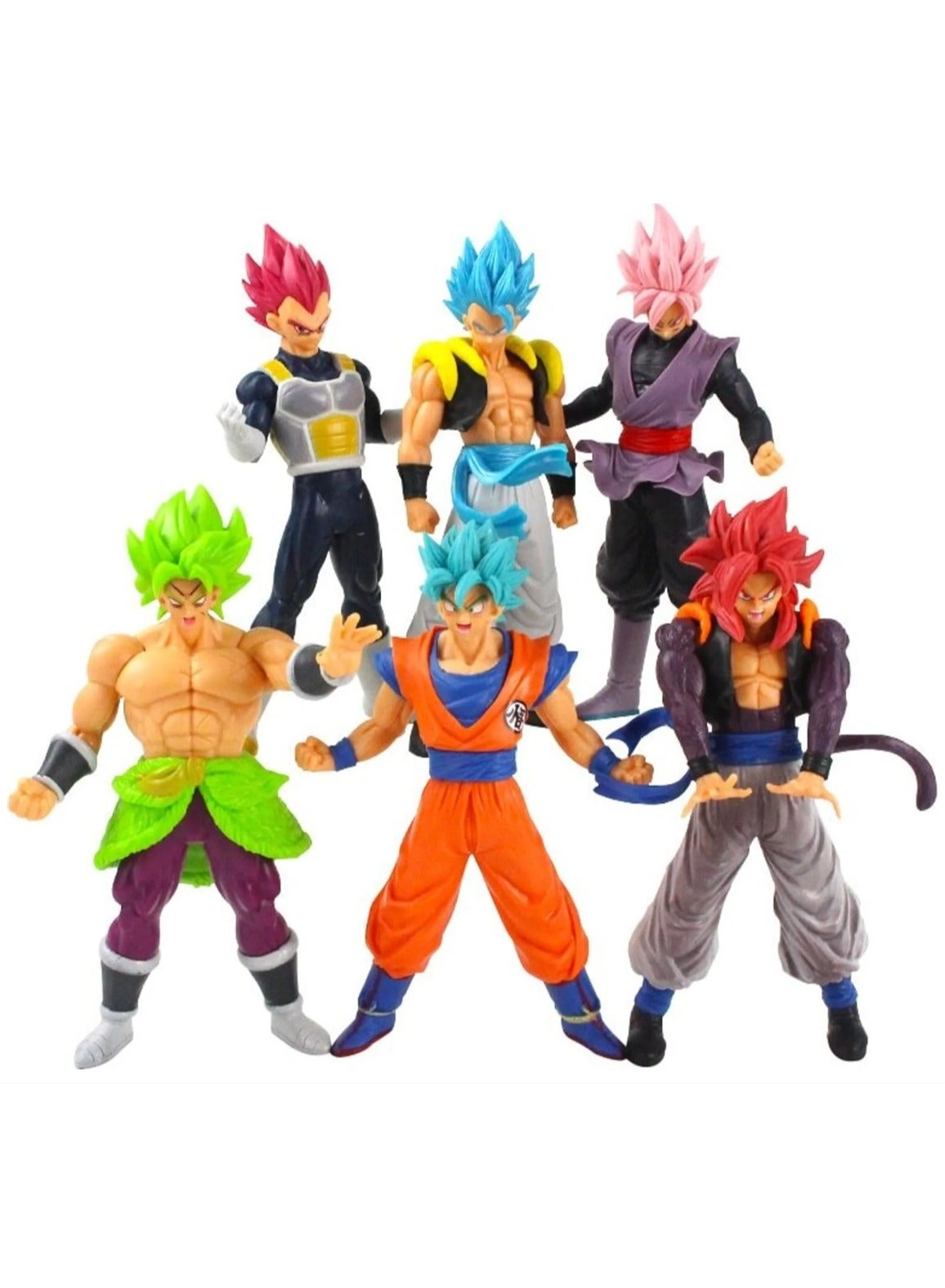 Generic Son Goku Black + Zamasu + Vegeta + Broly + Gogeta + Kakarotto - Dragon Ball - 6 pcs