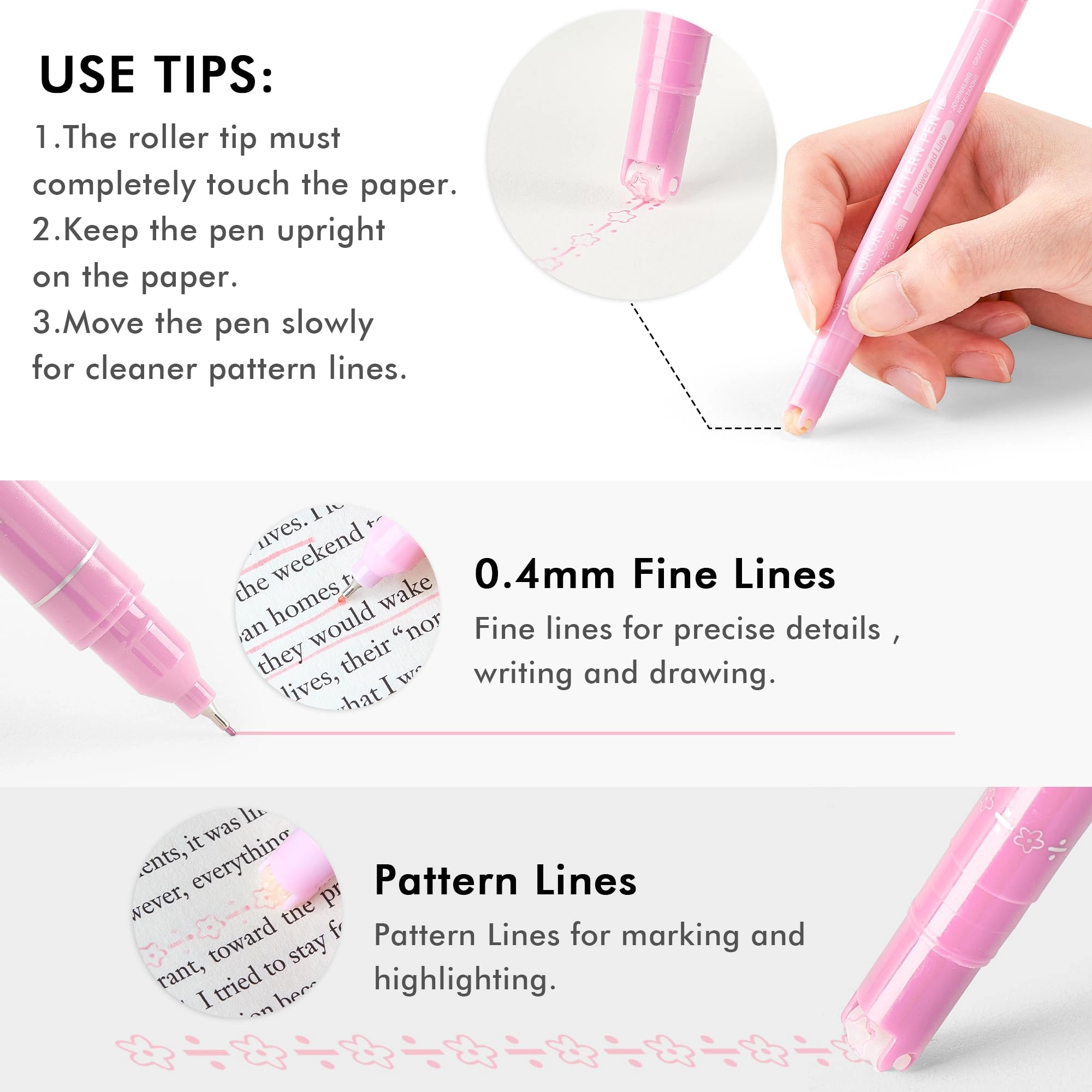Curve Highlighter Pen - Multicolor Pattern Tip + Fine Tip