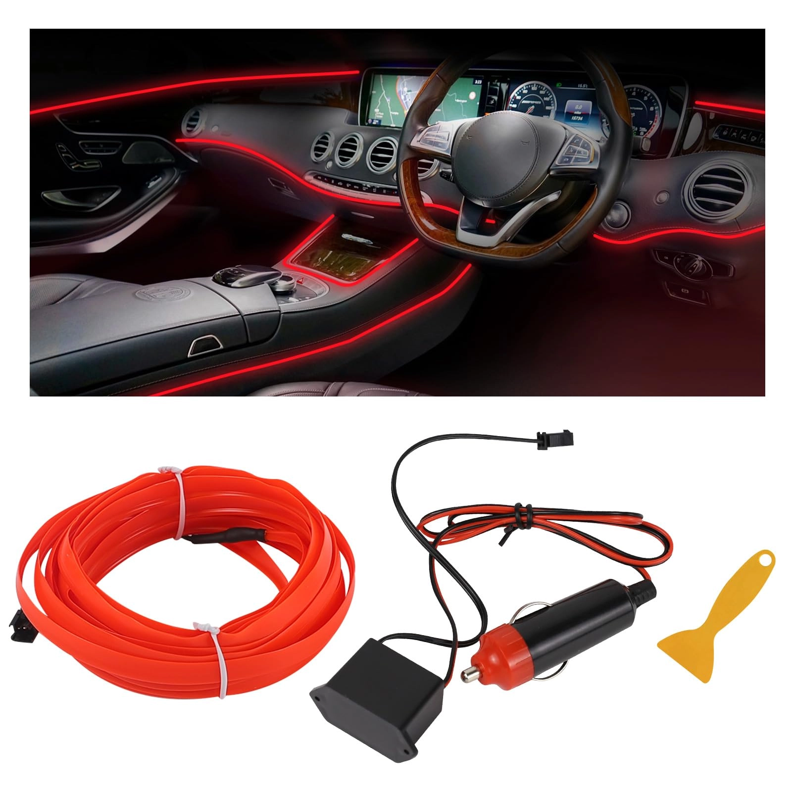 hbxdeco EL Wire Interior Car LED Strip Lights - 16.4FT