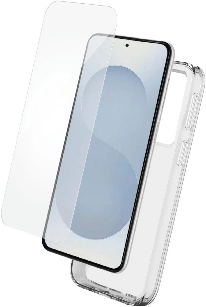 Force Galaxy S25 Case - Soft Transparent + Screen protector - 9H tempered glass
