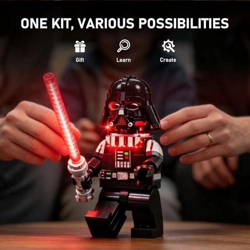 2.0 Light Kit Compatible with Lego Star Wars Up-Scaled Darth Vader Minifigure