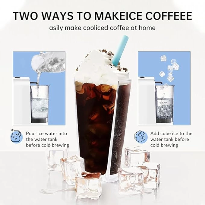 5-in-1 Automatic Capsule Coffee Machine - Hot & Cold, 7-Level LED, Multi-Capsule Compatible