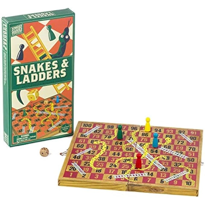 Snakes & Ladders - Wooden Multicoloured