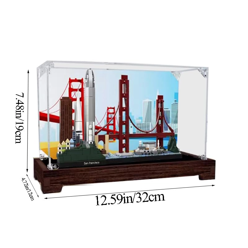 Clear Acrylic Display Case (21043) - 12.59x4.72x7.48in. Wood Bottom
