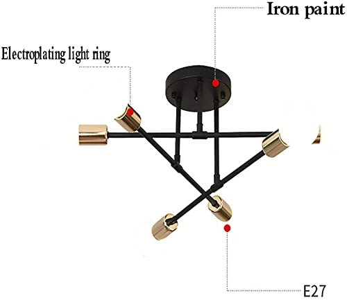 Retro Metal Chandelier Sputnik - E27 6 Lights Gold