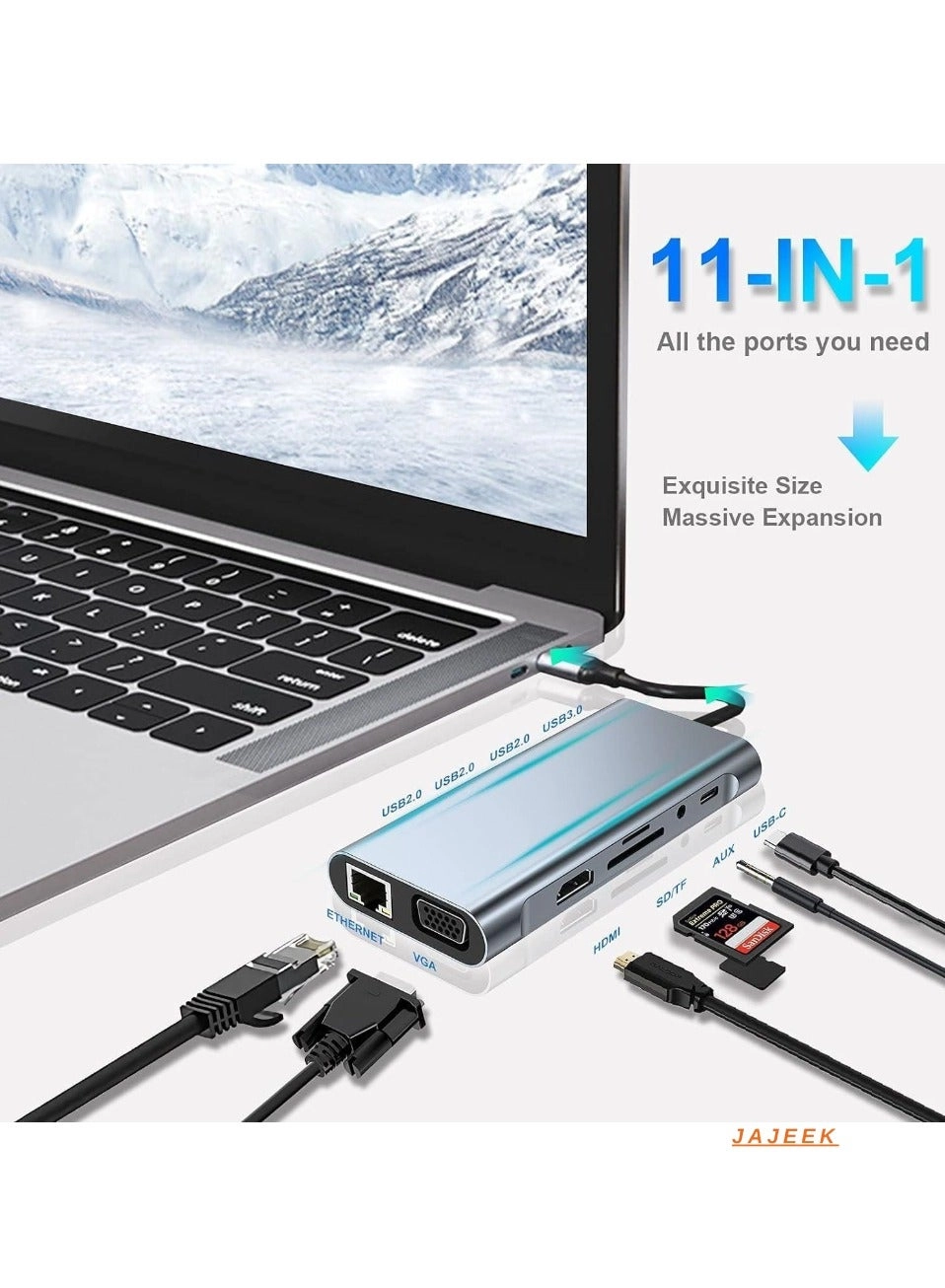 10-in-1 USB C Hub Docking Station - 4K HDMI VGA Ethernet