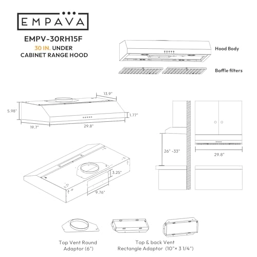 Ductless/Ducted Range Hood - 300 CFM 30 Inch