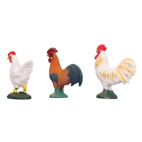Simulated Farm Chicken Figurines - Soft Plastic