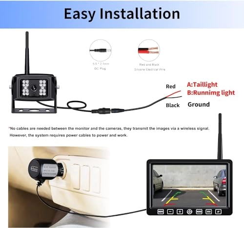 Digital Wireless 2 Backup Camera System - Night vision Wireless + 7’’ DVR Split Monitor - 7 Inches Touch Button