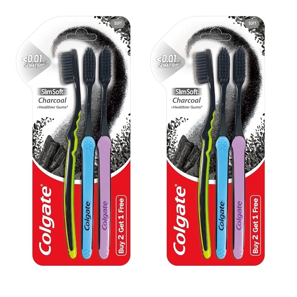 Colgate-Palmolive (India) Ltd Slim Soft Charcoal Toothbrush - Soft 6-Piece Pack
