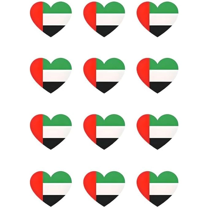 FITTO Heart Shaped UAE Stickers - 5 Sheets
