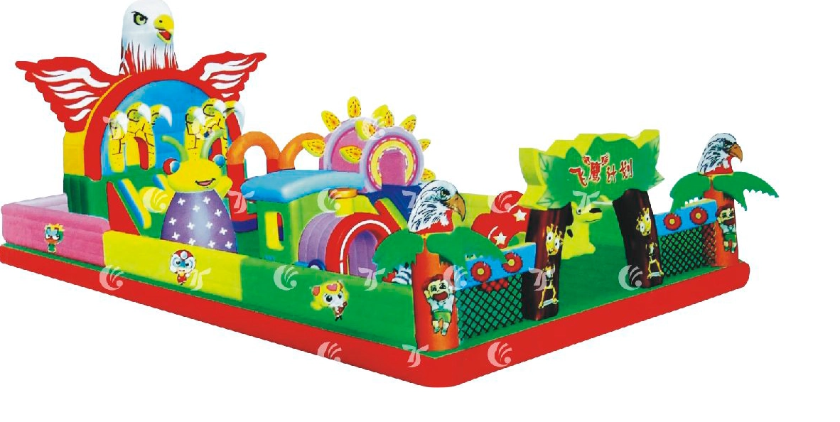 Gambol Jungal Bear Bouncy Castle - Double Slide Multi Colour