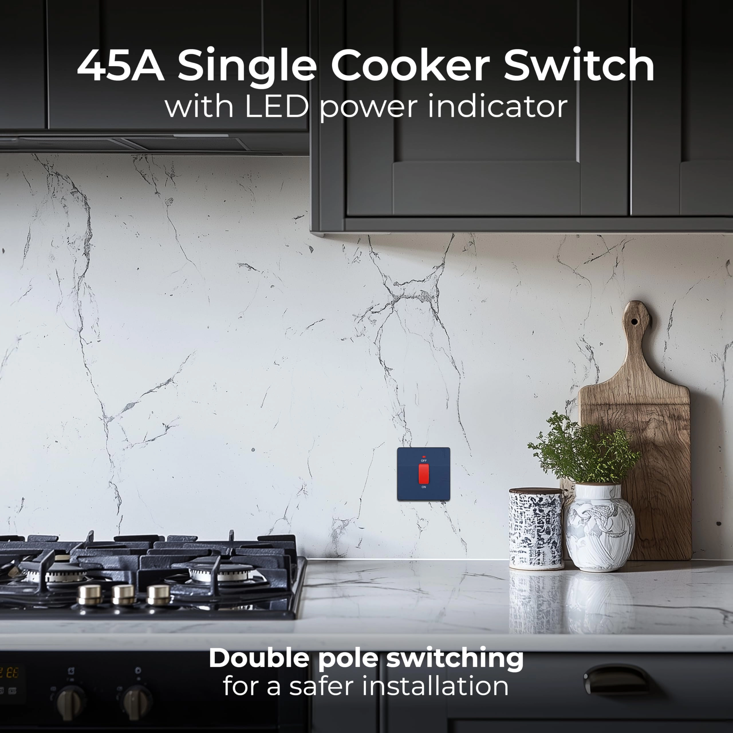 Evolve 45A Double Pole Switch - LED Indicator