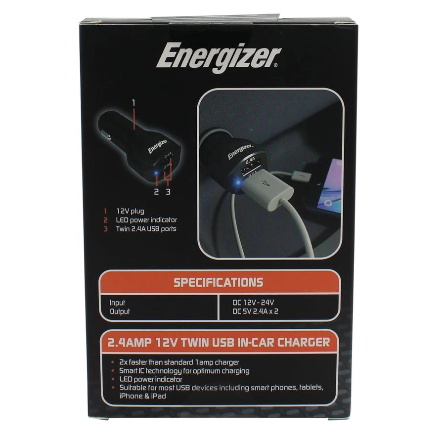 Twin USB In-Car Charger - 12 V 2.4 Amp