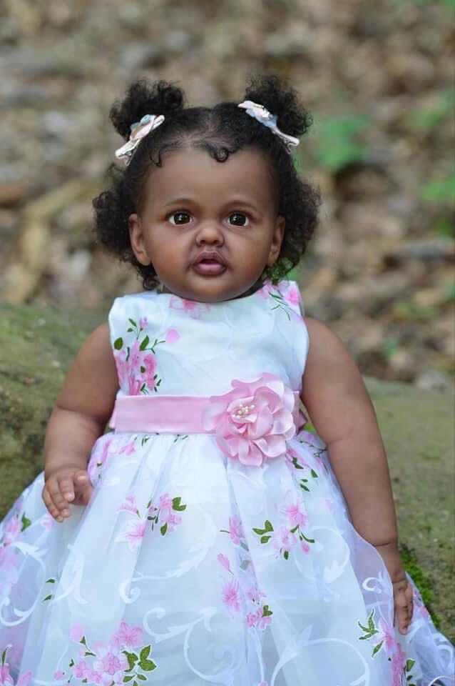 Reborn Toddler Doll - 28inch Silicone vinyl Black Ages 3+