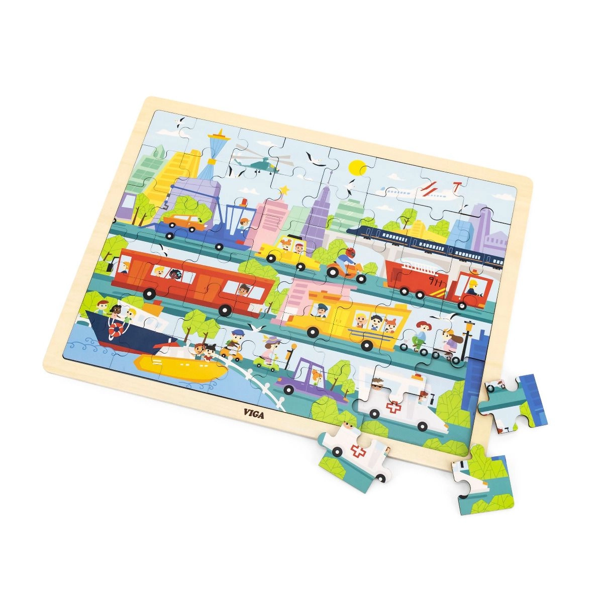 VIGA City Transportation Puzzle - 3+ 48 pieces