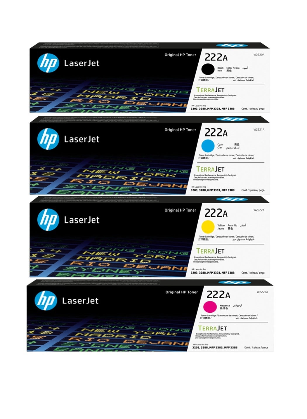 222A Toner Cartridge - Black Cyan Yellow Magenta