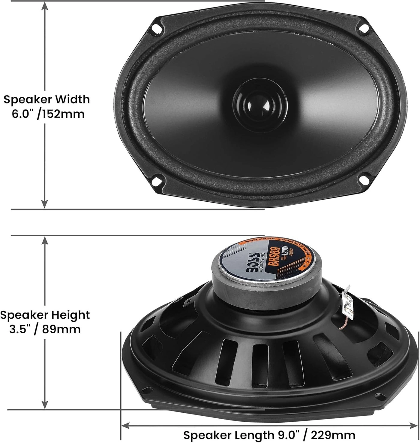BRS69 - 6 x 9 Inch Replacement Car Door Speaker